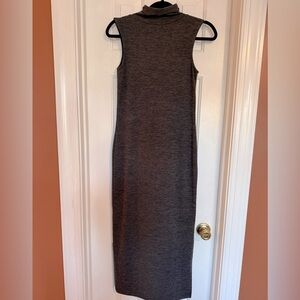 French Connection Gray Sleeveless Sweater Midi Dress With Side Slit. Medium